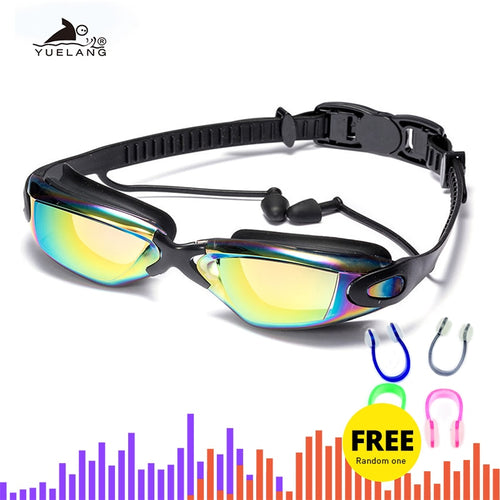 Professional Swimming Goggles Swimming Glasses with Earplugs Nose Clip Electroplate Waterproof Silicone очки для плавания Adluts