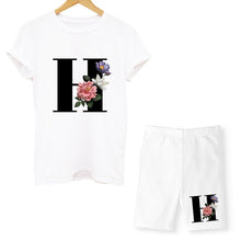 Load image into Gallery viewer, Women Two Piec Set Letter T Shirts And Shorts Set Summer Short Sleeve O-neck Casual Joggers Biker Shorts Sexy Outfit For Woman