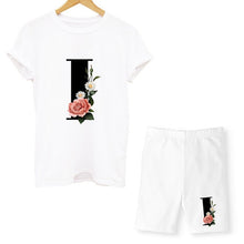 Load image into Gallery viewer, Women Two Piec Set Letter T Shirts And Shorts Set Summer Short Sleeve O-neck Casual Joggers Biker Shorts Sexy Outfit For Woman