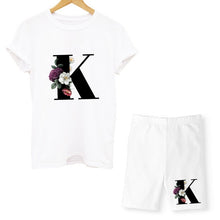 Load image into Gallery viewer, Women Two Piec Set Letter T Shirts And Shorts Set Summer Short Sleeve O-neck Casual Joggers Biker Shorts Sexy Outfit For Woman