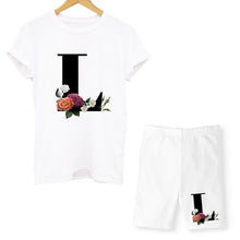 Load image into Gallery viewer, Women Two Piec Set Letter T Shirts And Shorts Set Summer Short Sleeve O-neck Casual Joggers Biker Shorts Sexy Outfit For Woman