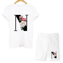 Load image into Gallery viewer, Women Two Piec Set Letter T Shirts And Shorts Set Summer Short Sleeve O-neck Casual Joggers Biker Shorts Sexy Outfit For Woman