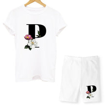 Load image into Gallery viewer, Women Two Piec Set Letter T Shirts And Shorts Set Summer Short Sleeve O-neck Casual Joggers Biker Shorts Sexy Outfit For Woman