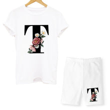 Load image into Gallery viewer, Women Two Piec Set Letter T Shirts And Shorts Set Summer Short Sleeve O-neck Casual Joggers Biker Shorts Sexy Outfit For Woman