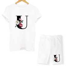 Load image into Gallery viewer, Women Two Piec Set Letter T Shirts And Shorts Set Summer Short Sleeve O-neck Casual Joggers Biker Shorts Sexy Outfit For Woman