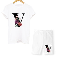 Load image into Gallery viewer, Women Two Piec Set Letter T Shirts And Shorts Set Summer Short Sleeve O-neck Casual Joggers Biker Shorts Sexy Outfit For Woman