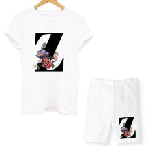 Load image into Gallery viewer, Women Two Piec Set Letter T Shirts And Shorts Set Summer Short Sleeve O-neck Casual Joggers Biker Shorts Sexy Outfit For Woman