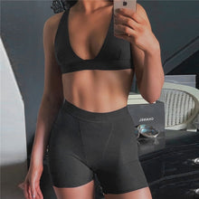 Load image into Gallery viewer, 2PCS/Set Sexy Women Sleeveless Strap Bra Bustiers Tank Vest Crop Tops High Waist Shorts Pants Trousers Tracksuit Summer 2021