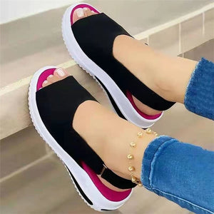 Shoes Women Platform Sandals 2021 Velcro Stretch Fabric Summer Women's Comfort Walking Ladies Sandalias Female Casual Footwear