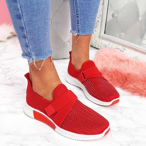 Women Casual Shoes Spring Crystal Solid Female Mesh Sneakers Casual Flat Shoes Women Flats Ladies Sport Shoes White