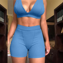 Load image into Gallery viewer, 2PCS/Set Sexy Women Sleeveless Strap Bra Bustiers Tank Vest Crop Tops High Waist Shorts Pants Trousers Tracksuit Summer 2021