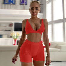 Load image into Gallery viewer, 2PCS/Set Sexy Women Sleeveless Strap Bra Bustiers Tank Vest Crop Tops High Waist Shorts Pants Trousers Tracksuit Summer 2021