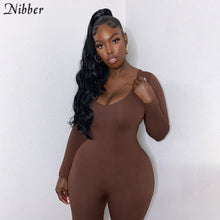 Load image into Gallery viewer, Nibber Basic Bodycon Jumpsuit For Women‘s Clothing Casual Brown Fitness Rompers 2021 Y2K Playsuit Activity Streetwear Overalls