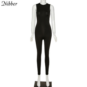 Nibber Basic Bodycon Jumpsuit For Women‘s Clothing Casual Brown Fitness Rompers 2021 Y2K Playsuit Activity Streetwear Overalls