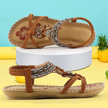 Load image into Gallery viewer, Women&#39;s Sandals Retro Fashion Flower Print Sewing Shoes Rhinestone Design Summer Sandals Soft Elastic Band Sandals Walking