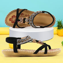 Load image into Gallery viewer, Women&#39;s Sandals Retro Fashion Flower Print Sewing Shoes Rhinestone Design Summer Sandals Soft Elastic Band Sandals Walking