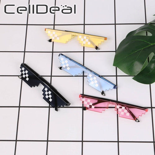 CellDeal Men Women 8 Bit Coding Pixel Thug Life Mosaic Glasses Sunglasses Trendy Cool Super Party Funny Vintage Shades Eyewear