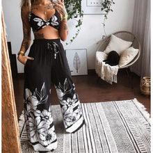 Load image into Gallery viewer, 2 Pcs Suit Summer Tracksuit Sets Womens Outfits Boho Beach Style Print Underwear Loose Wide Leg Pants Female Clothes Sets 2021