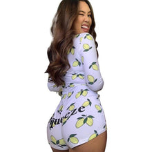 Load image into Gallery viewer, Sexy Women Bodysuit Long Sleeve Deep V Neck Bodycon Stretch Leotard Crop Top Button Short Romper Pajamas Women Jumpsuit Overalls